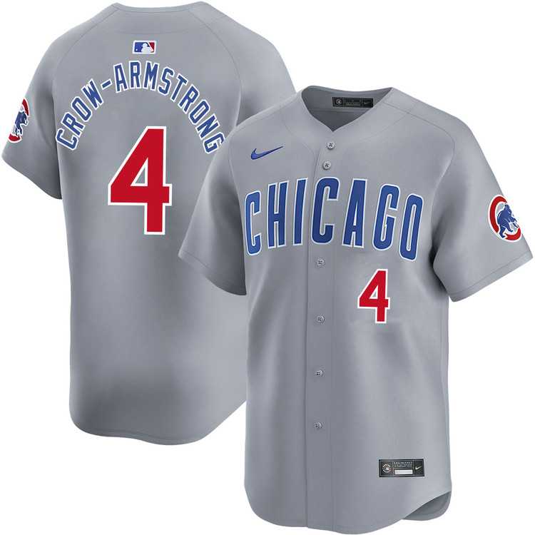 Mens Chicago Cubs #4 Pete Crow-Armstrong Gray Limited Stitched Jersey Dzhi